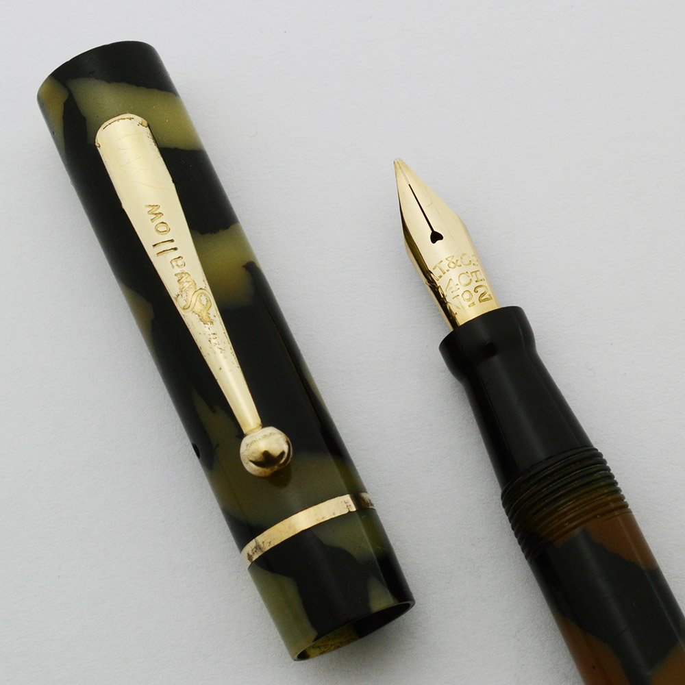 Mabie Todd Swallow Fountain Pen - Junior Size, Black & Pearl